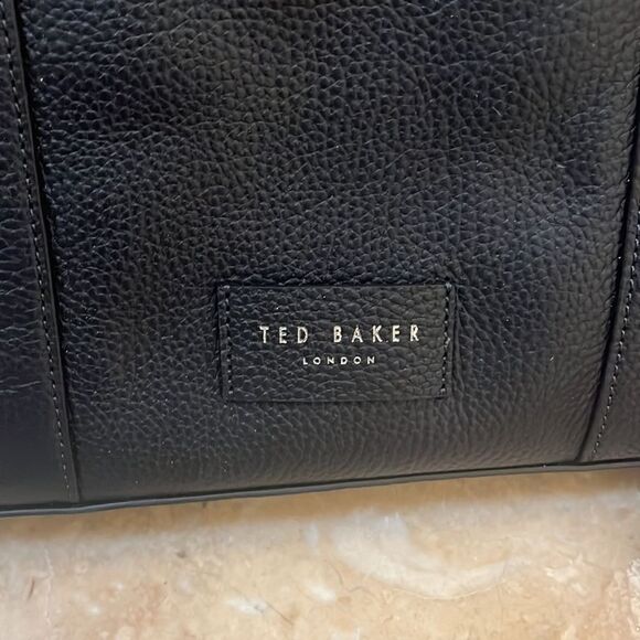 Ted Baker laptop bag with shoulder strap in navy blue leather - Picture 2 of 5
